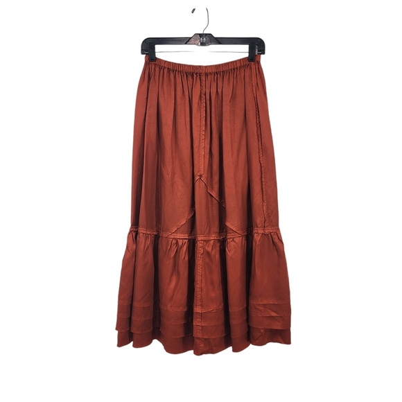 Krista Larson Women's 100% Acetate Patchwork Tiered A-line Midi Skirt - OS - Picture 1 of 7